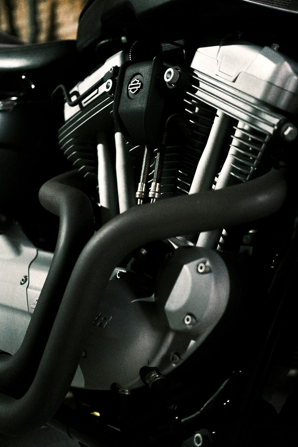 motorcycle engine with chrome details