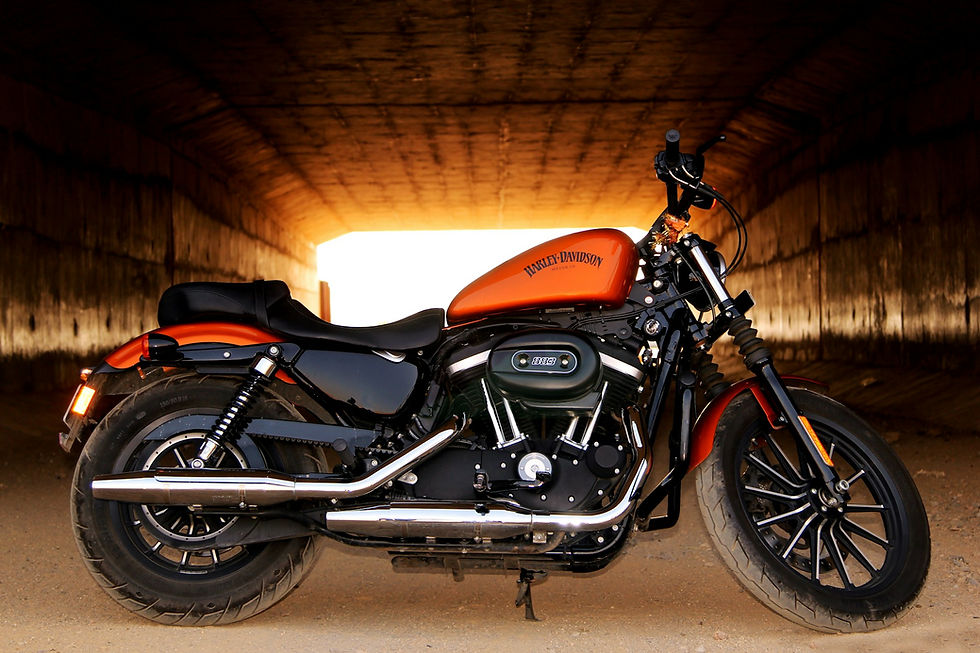 bobber style motorcycle in a tunnel
