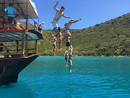 Jumping off the Willy T in the British Virgin Islands