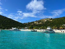 Power catamaran anchored in White Bay at Jost Van Dyke
