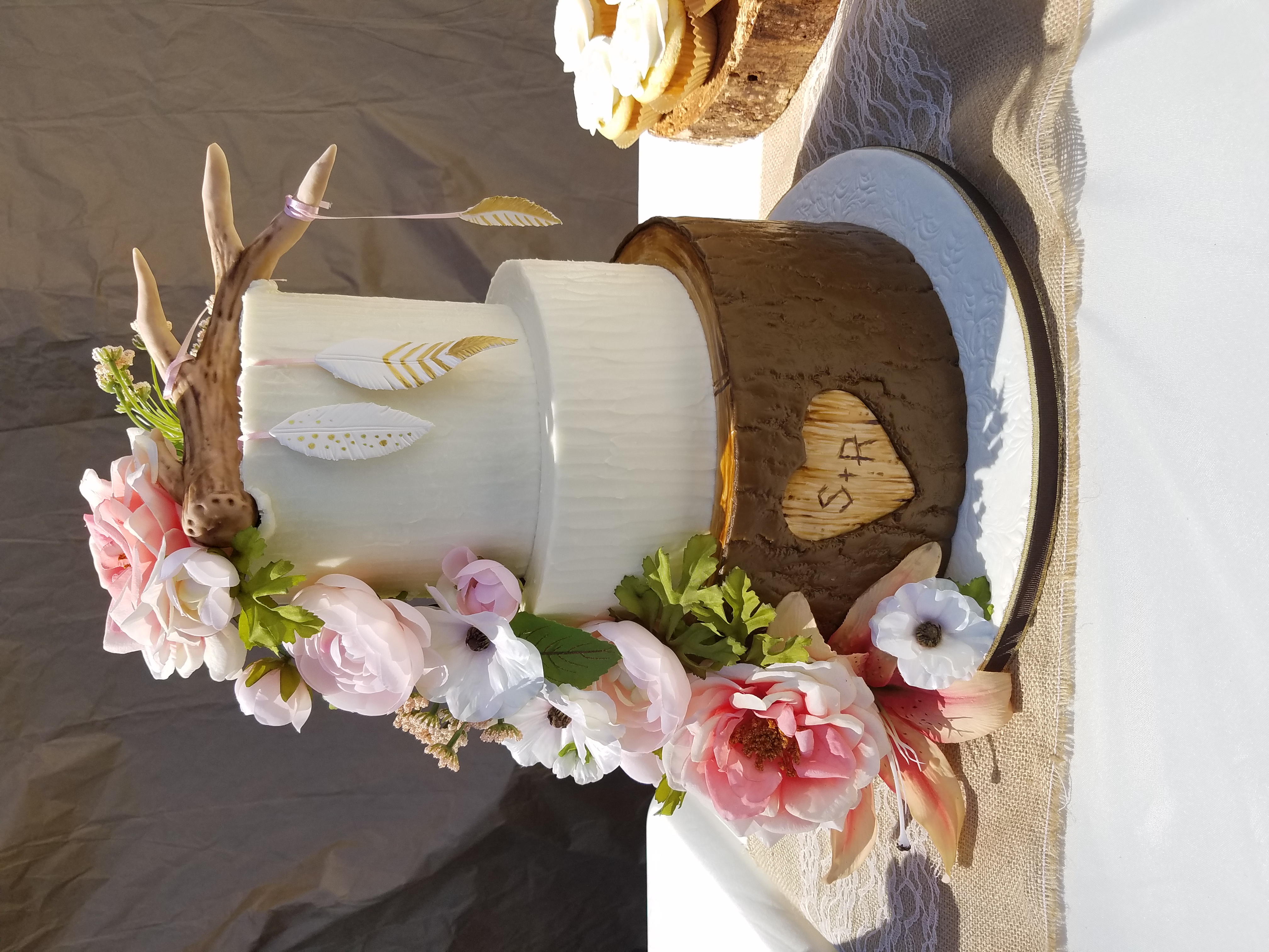A Floral Boho tiered cake