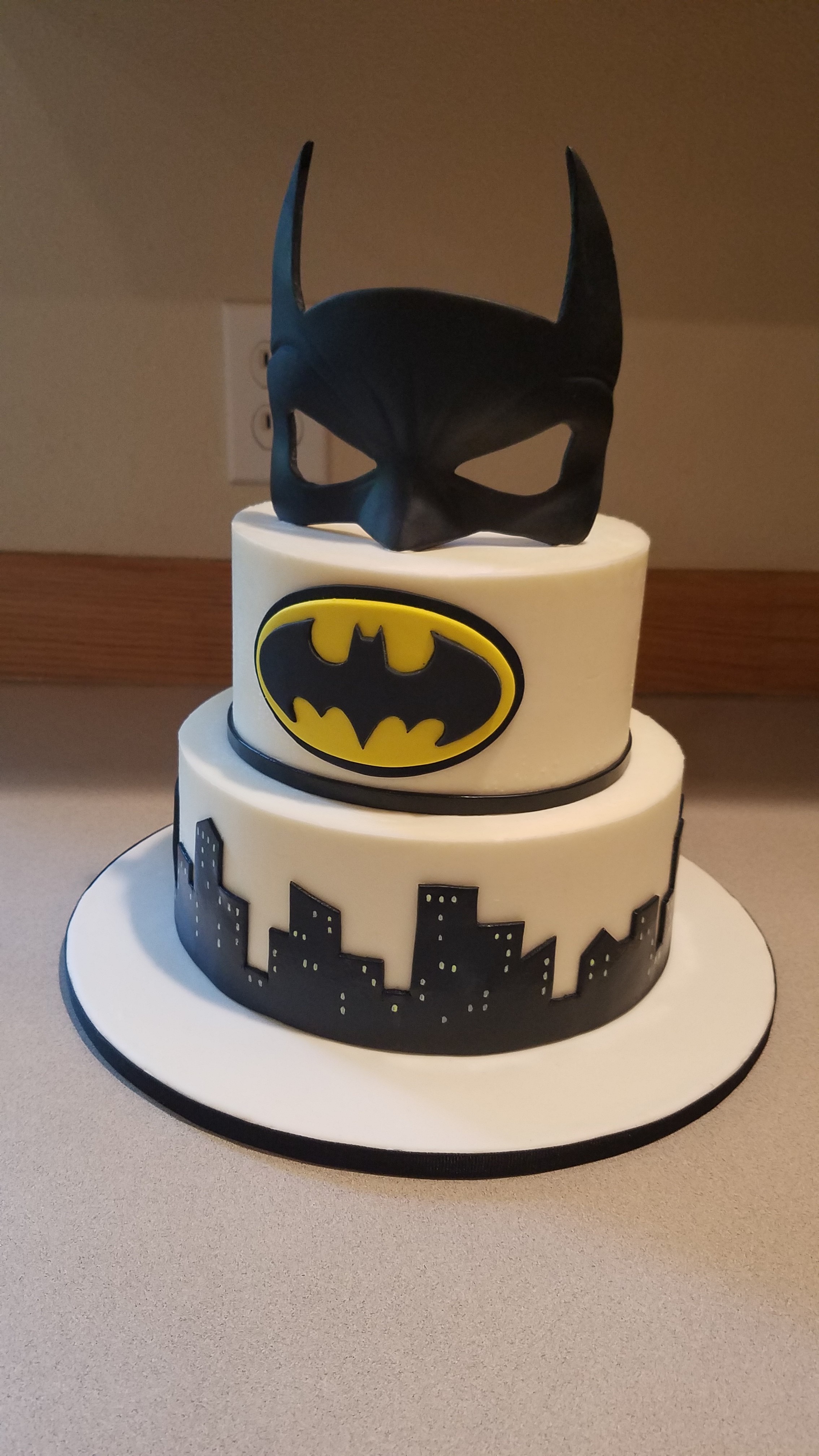 Simple Batman cake with edible mask