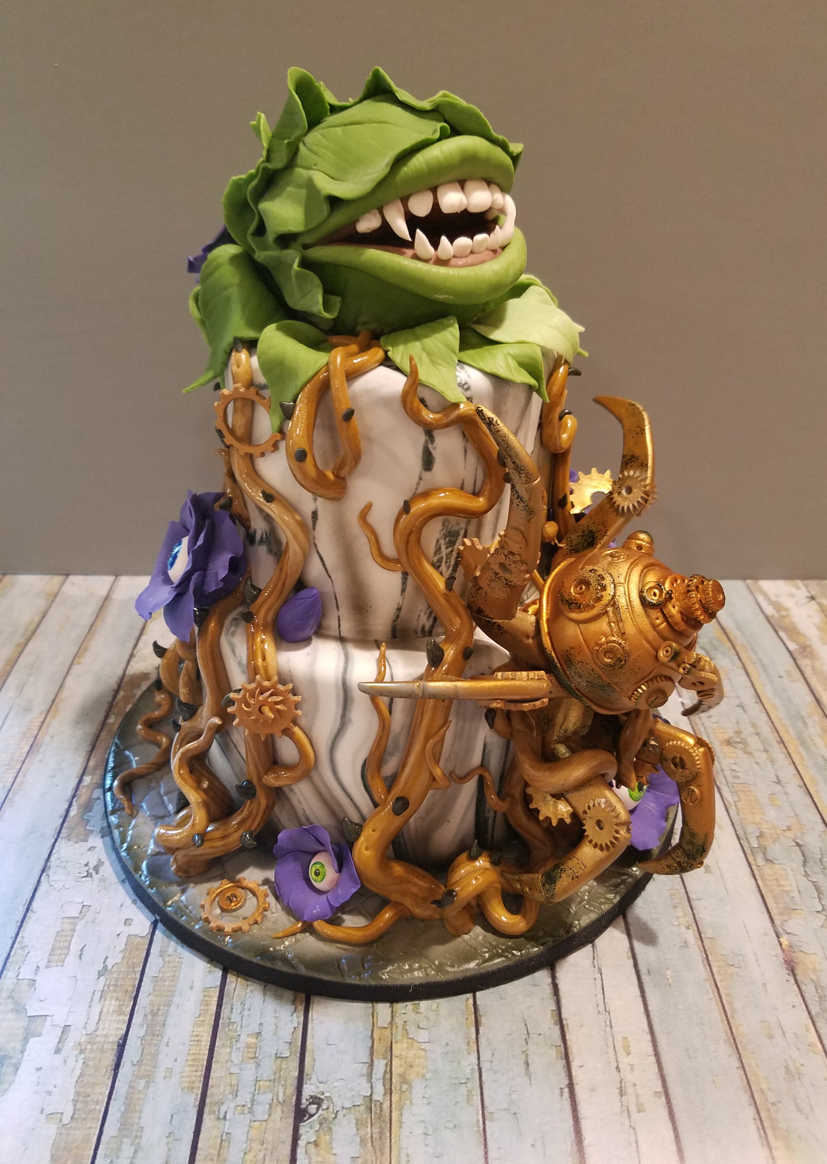 Steam punk spider Versus the Plant