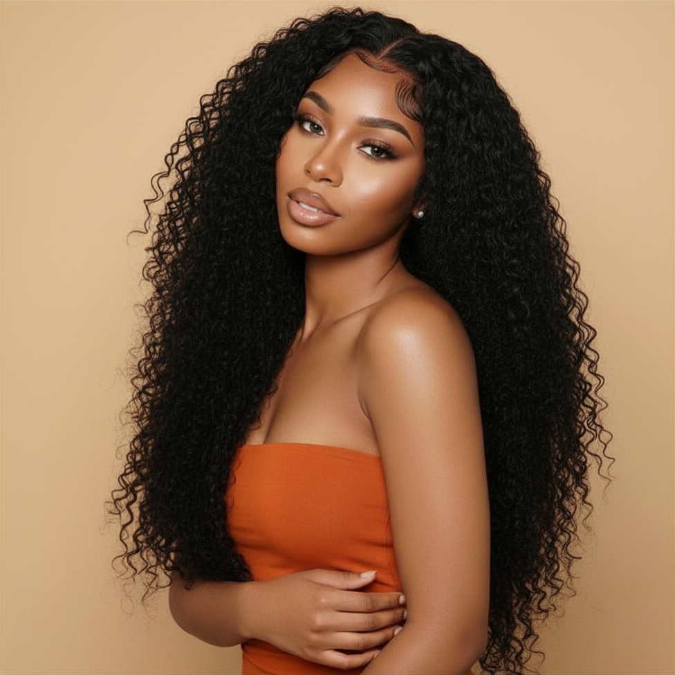 Thumbnail: Virgin Burmese Curly 4 Bundles & HD Lace Frontal Deal
