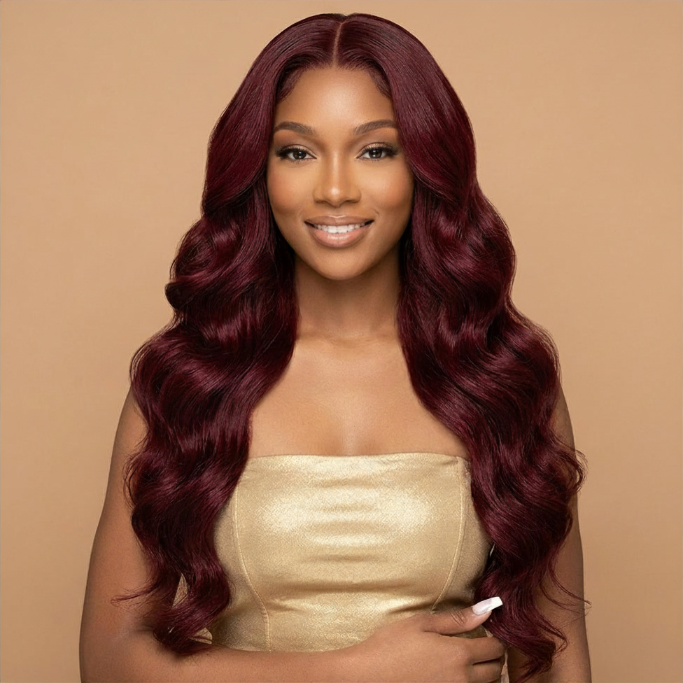 Thumbnail: Virgin Burgundy HD Transparent Lace Frontal Wig Collection