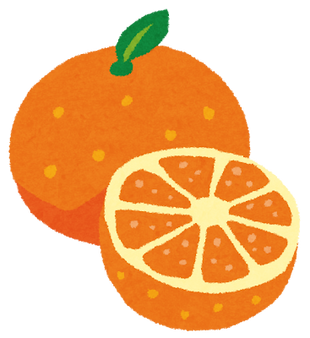 黄疸と乾皮症（みかんのイラスト）