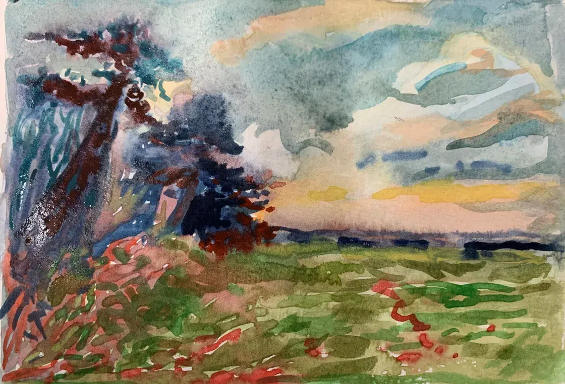 Aylesford, Kent - framed miniature watercolour