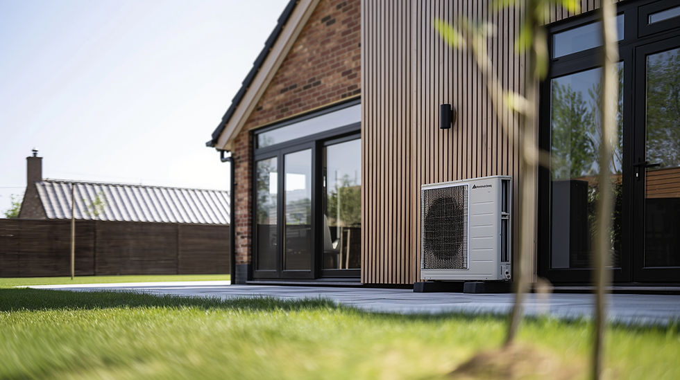 Air Source Heat Pump Installed On Modern New Home