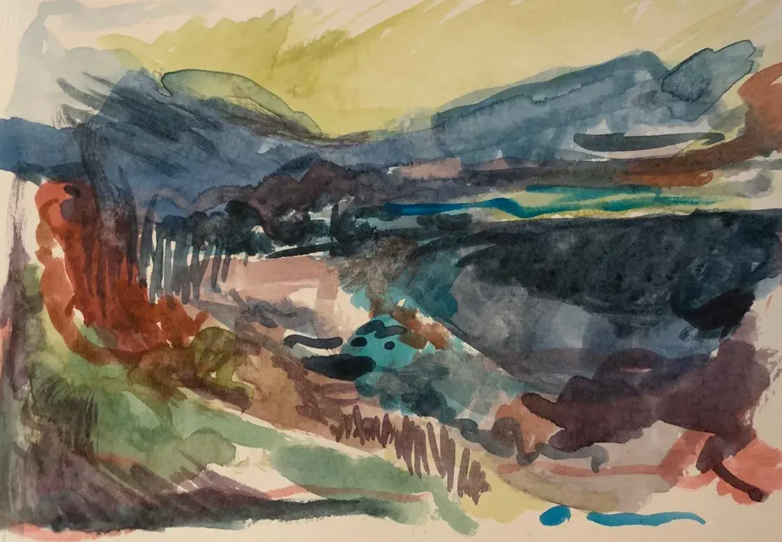 Miniature Berlin Abstract watercolour painting unframed