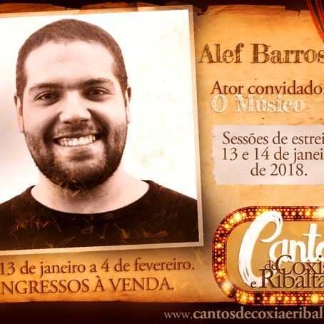 Compositor do espetáculo, Alef Barros é ator convidado na estreia de "Cantos de Coxia e Ribalta