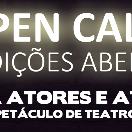 Audições abertas para atores e atrizes neste sábado (26/8); participe!