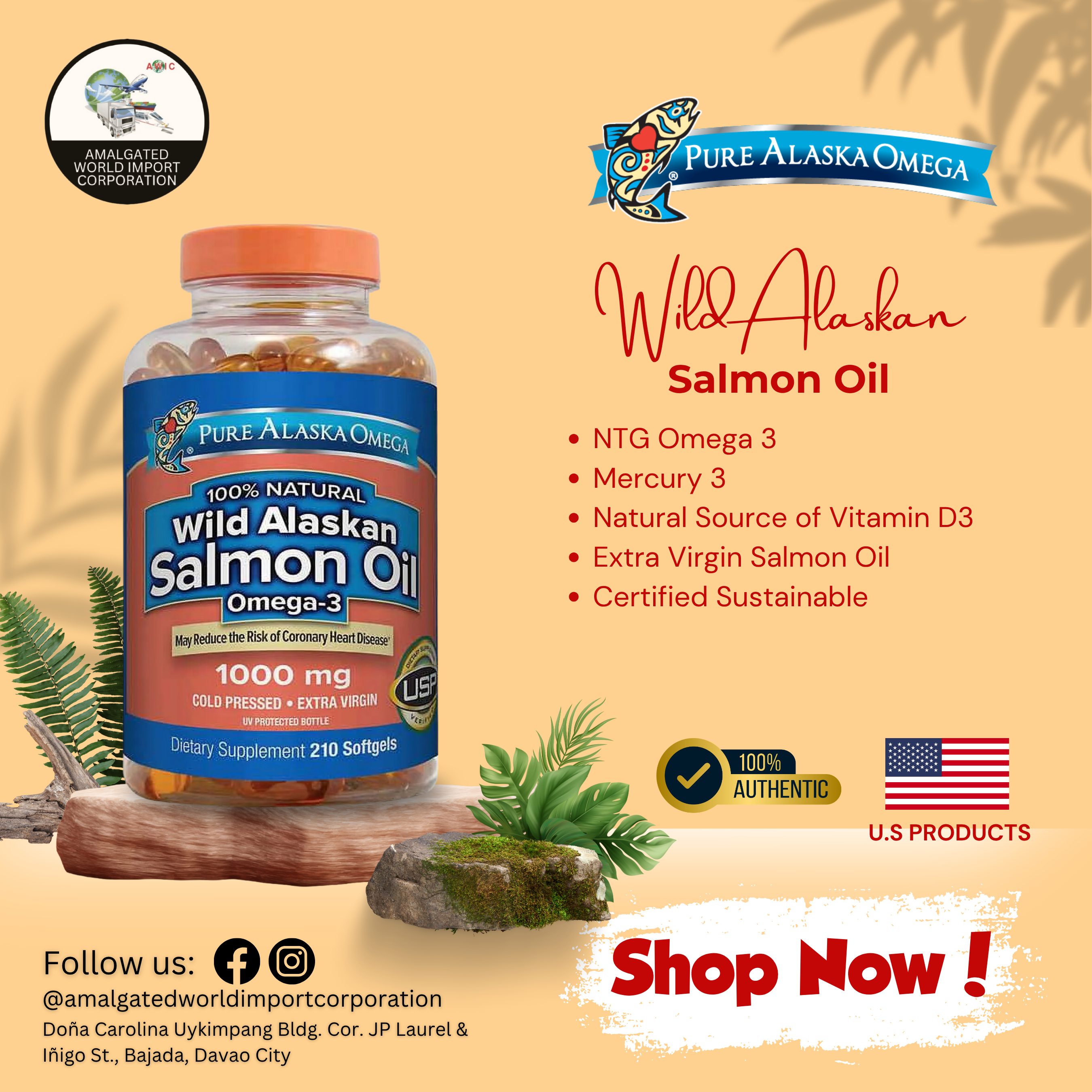 PURE ALASKA OMEGA 100% Natural Wild Alaskan Salmon Oil - Omega 3