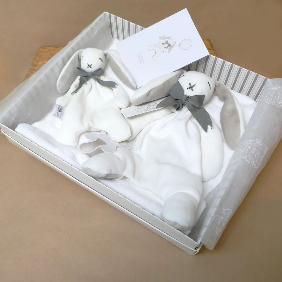 الصورة المصغرة: Organic Luxury Ears The Bunny Baby Gift Box - White/Grey, Maud N Lil Organic