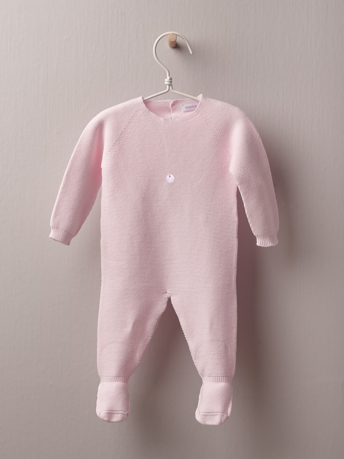Special Organic Cotton Fine Knit Babygrow - Soft Pink, Wedoble