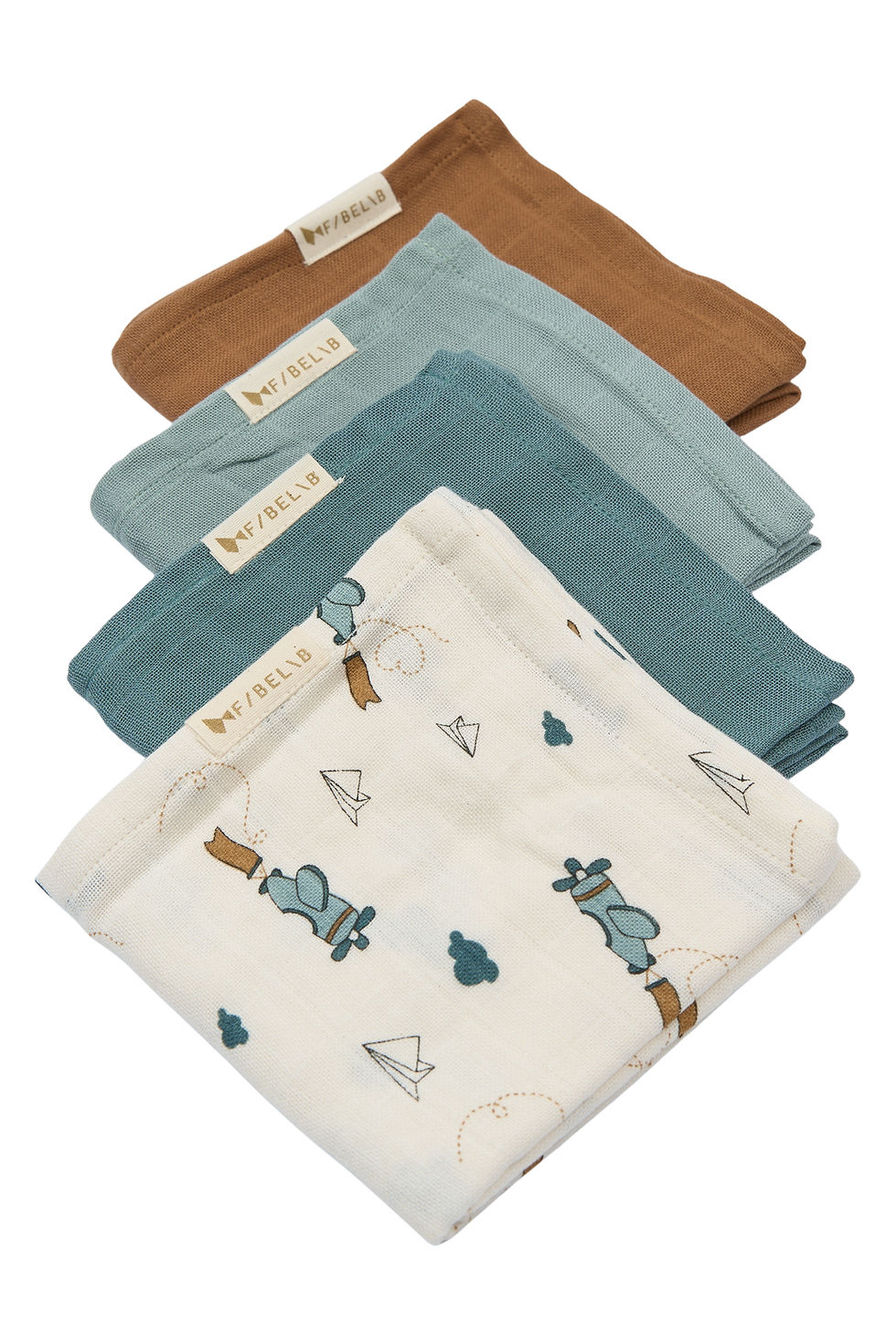 Organic Muslin Cloth 4-pack - Airplane Blue, Fabelab