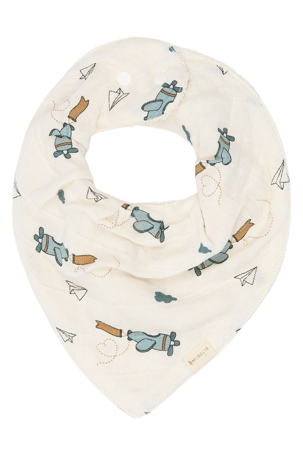 Organic Bandana Bib 3-pack - Airplane Blue, Fabelab