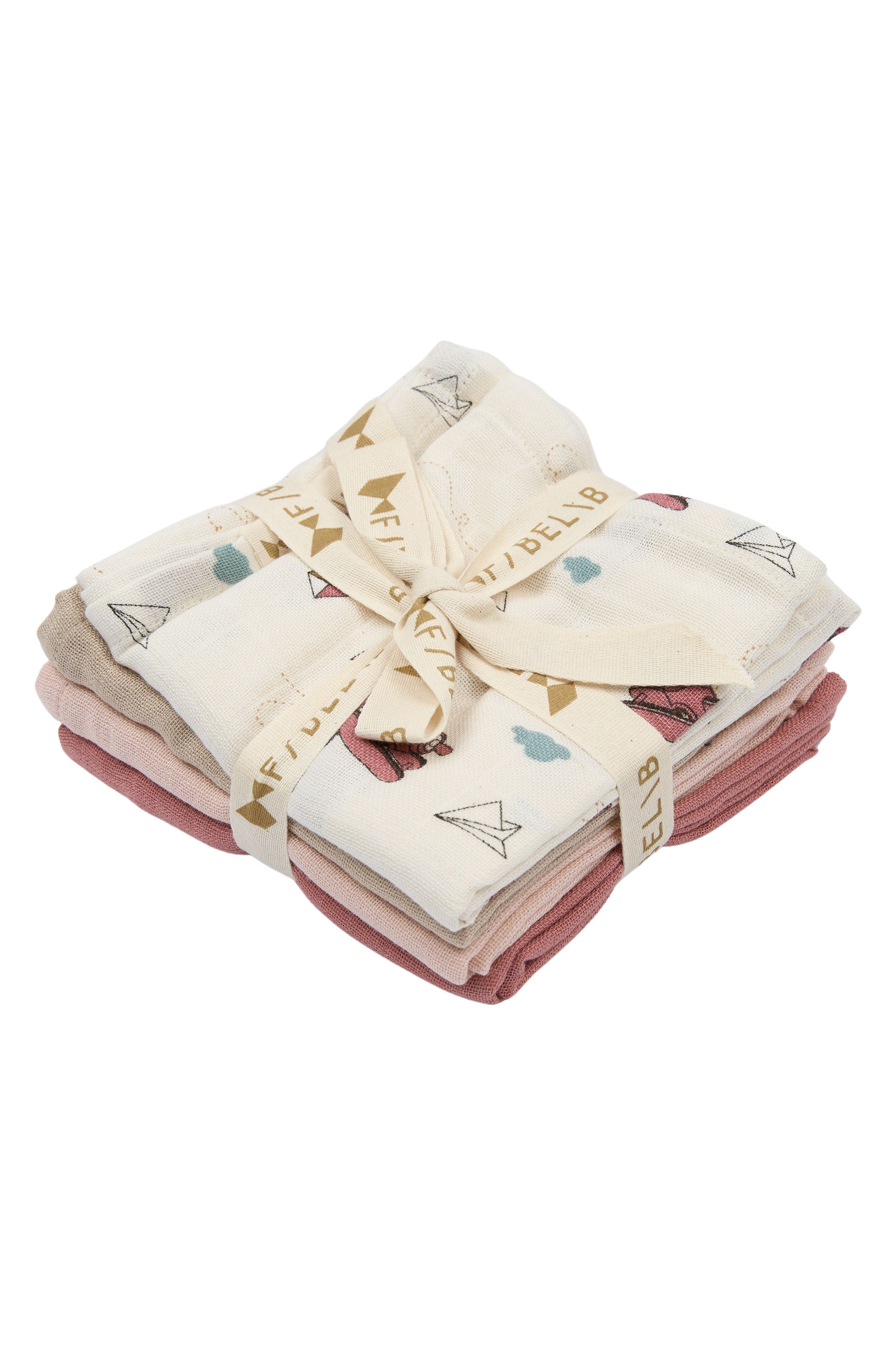 Organic Muslin Cloth 4-pack - Airplane Rose, Fabelab