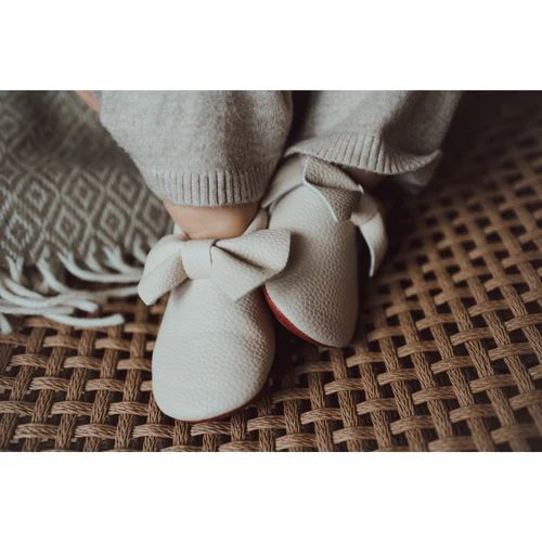 Bow Mocs - Off White with Red Sole, BabyMocs