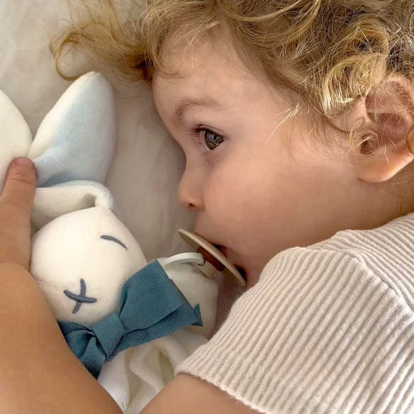 Organic Bunny Soft Toy Comforter - White/Blue, Maud n Lil Organic