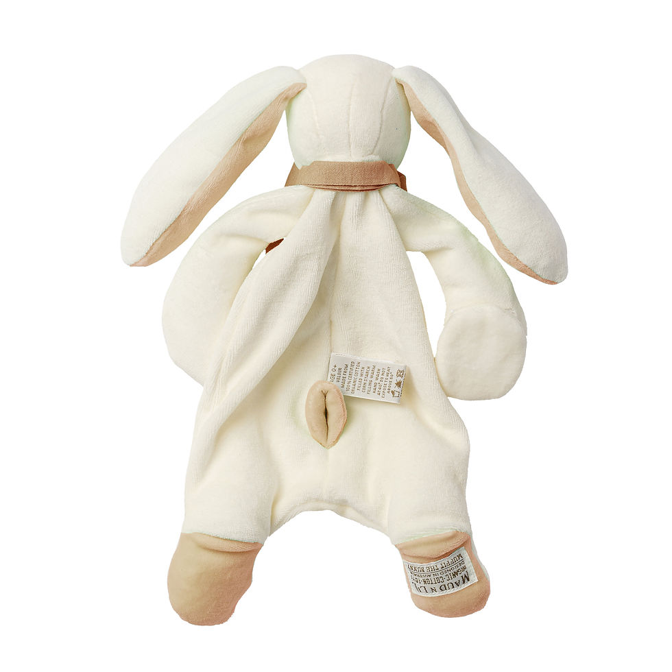 الصورة المصغرة: Organic Binky the Bunny Comforter in Gift Box-White/Sand, Maud n Lil Organic
