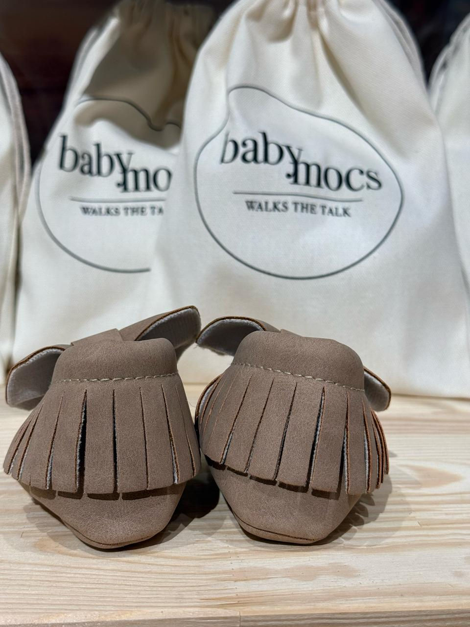 Thumbnail: Bow Mocs - Greige, BabyMocs