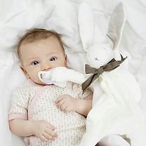 Organic Bunny Soft Toy Comforter - White/Grey, Maud n Lil Organic