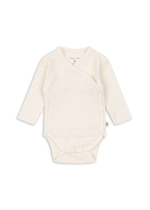 Organic Cotton Minnie Kimono Bodysuit -  Antique White, Konges Slojd