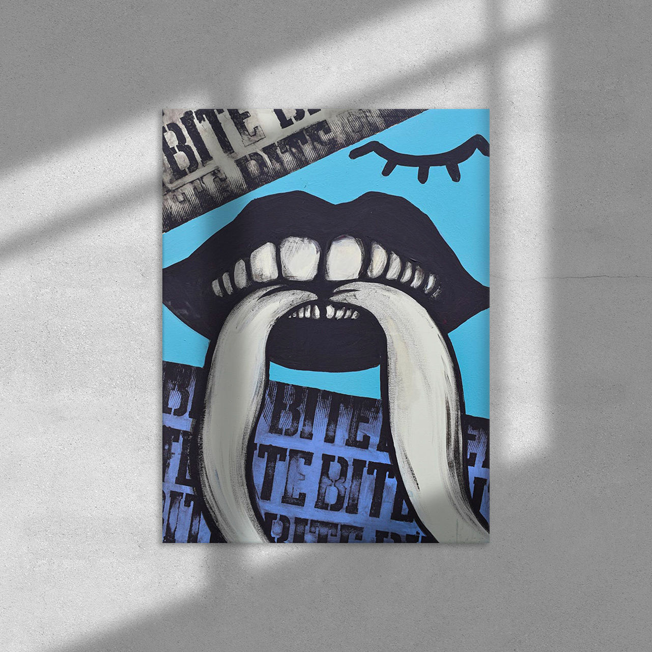 bite bite acrylic painting 80 x 60 cm front wall