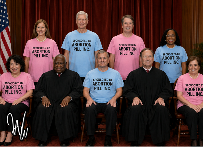Supreme Court Justices Spotted Wearing Abortion Pill Sponsor Shirts After Key Ruling