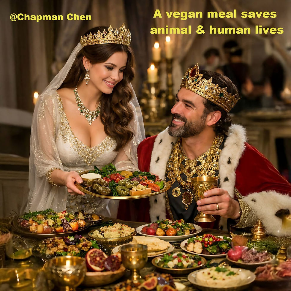Queen Esther's Life-saving Vegan Banquets. By Dr Chapman Chen  