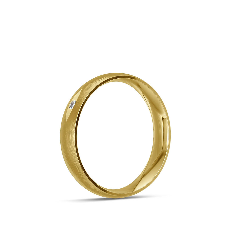 Thumbnail: Trauringe aus 585 Gelbgold matt 4 mm Eheringe mit Labordiama 4,5 mm, Herrenring
