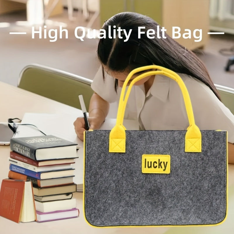 Thumbnail: Sac fourre-tout luxueux en feutre de couleur unie - Sac à main spacieux, polyval