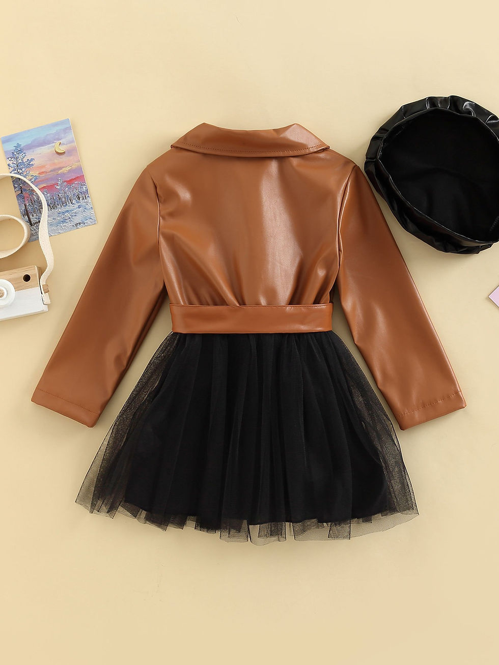 Thumbnail: Robe de mode pour filles enfants de 3 à 7 ans avec chapeau à béret, vêtements d'