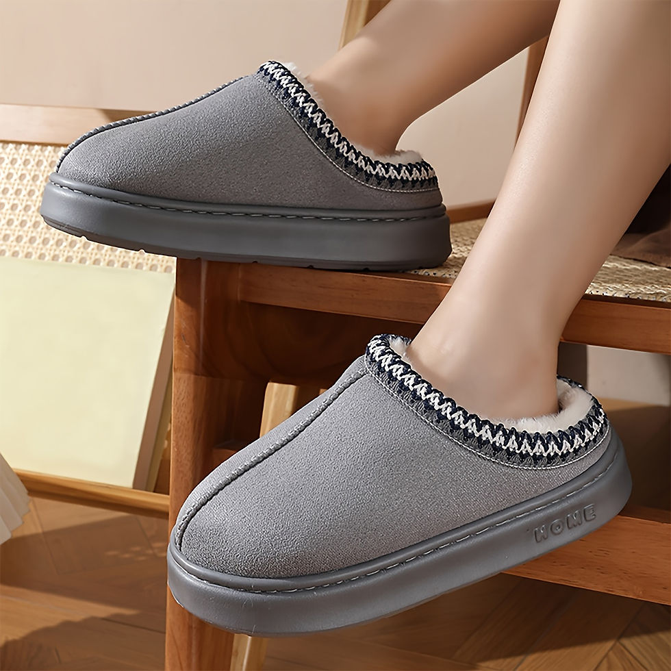 Thumbnail: Pantoufles décontractées en flanelle pour femmes et hommes - Doublure en tissu d
