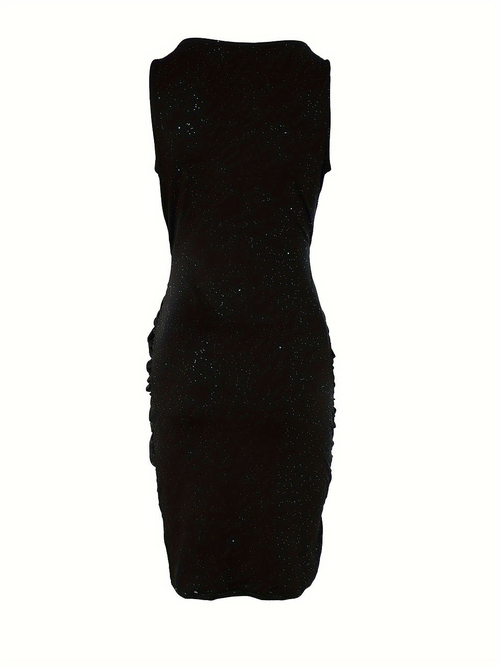 Thumbnail: Robe Moulante Élégante Rouge à Paillettes sans Manches - Col V, Design Froncé, M