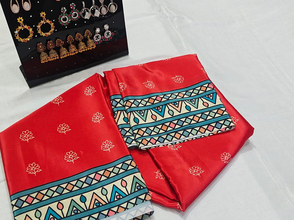 Thumbnail: Crape Silk in Madhupani Prints