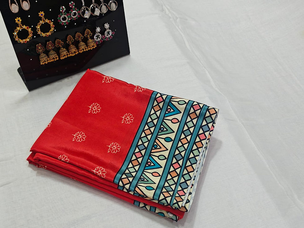 Thumbnail: Crape Silk in Madhupani Prints