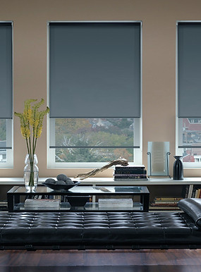 Crestron motorised blinds in grey.