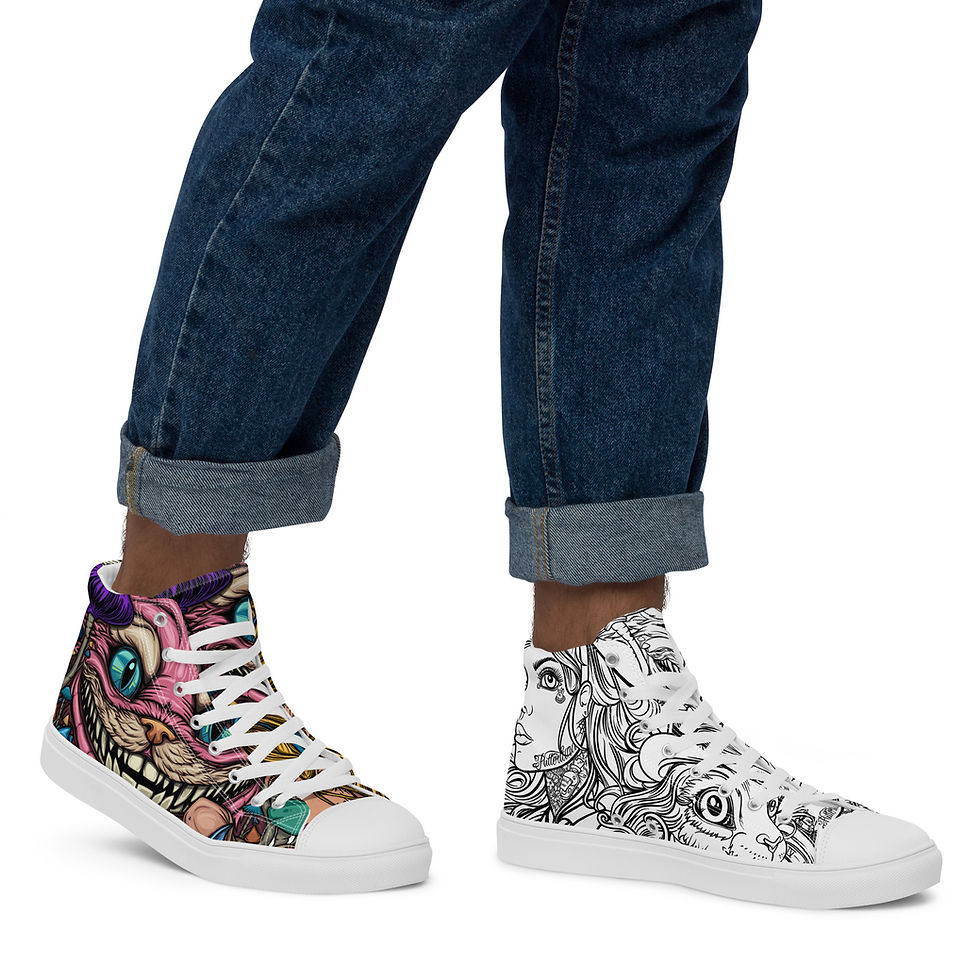 Thumbnail: The Chaos in Wonderland - Men’s High Top Canvas Shoes - Yin & Yang version 