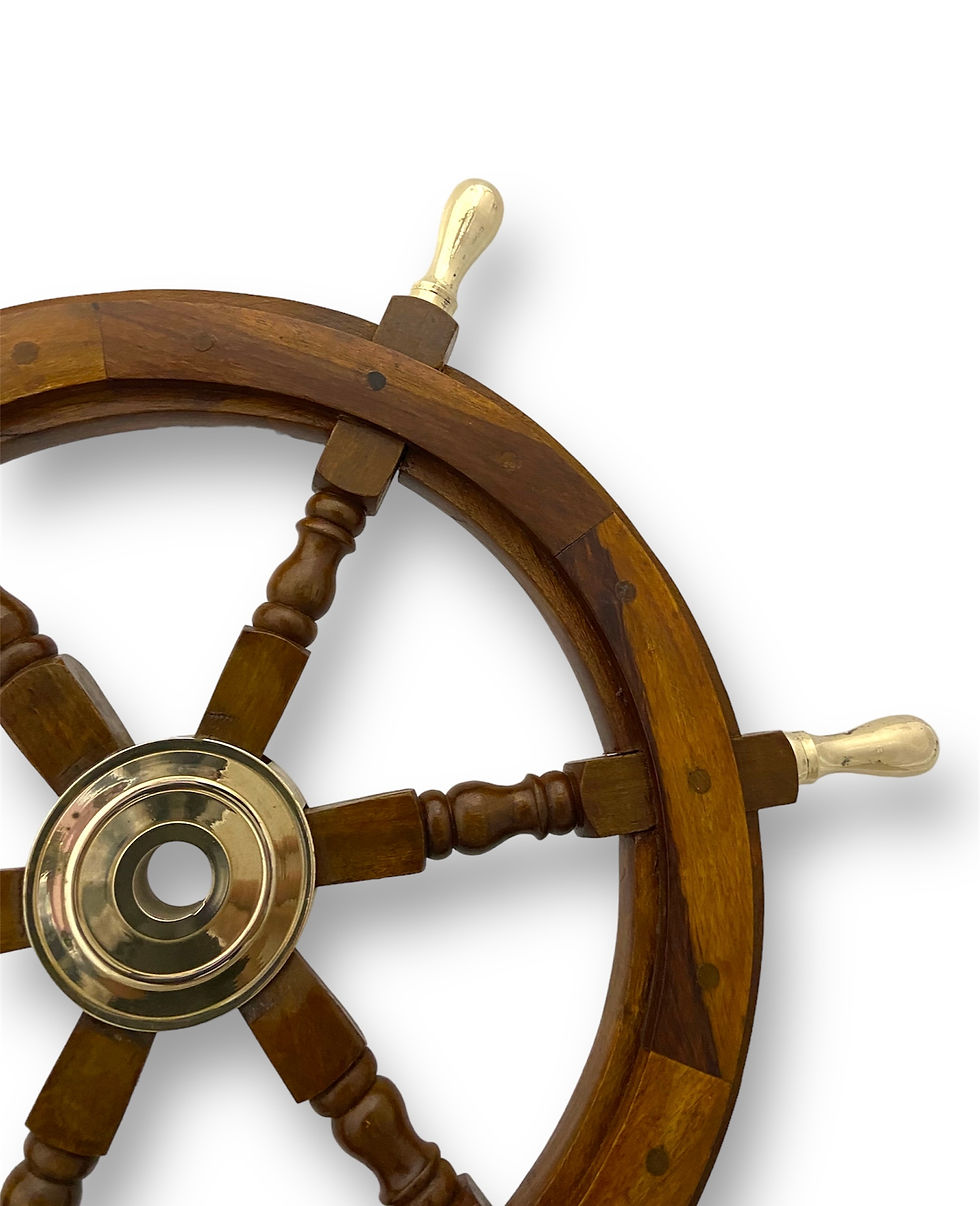 Miniatura: 23" Wooden Ship Wheel with Brass Handle Grip - SW1