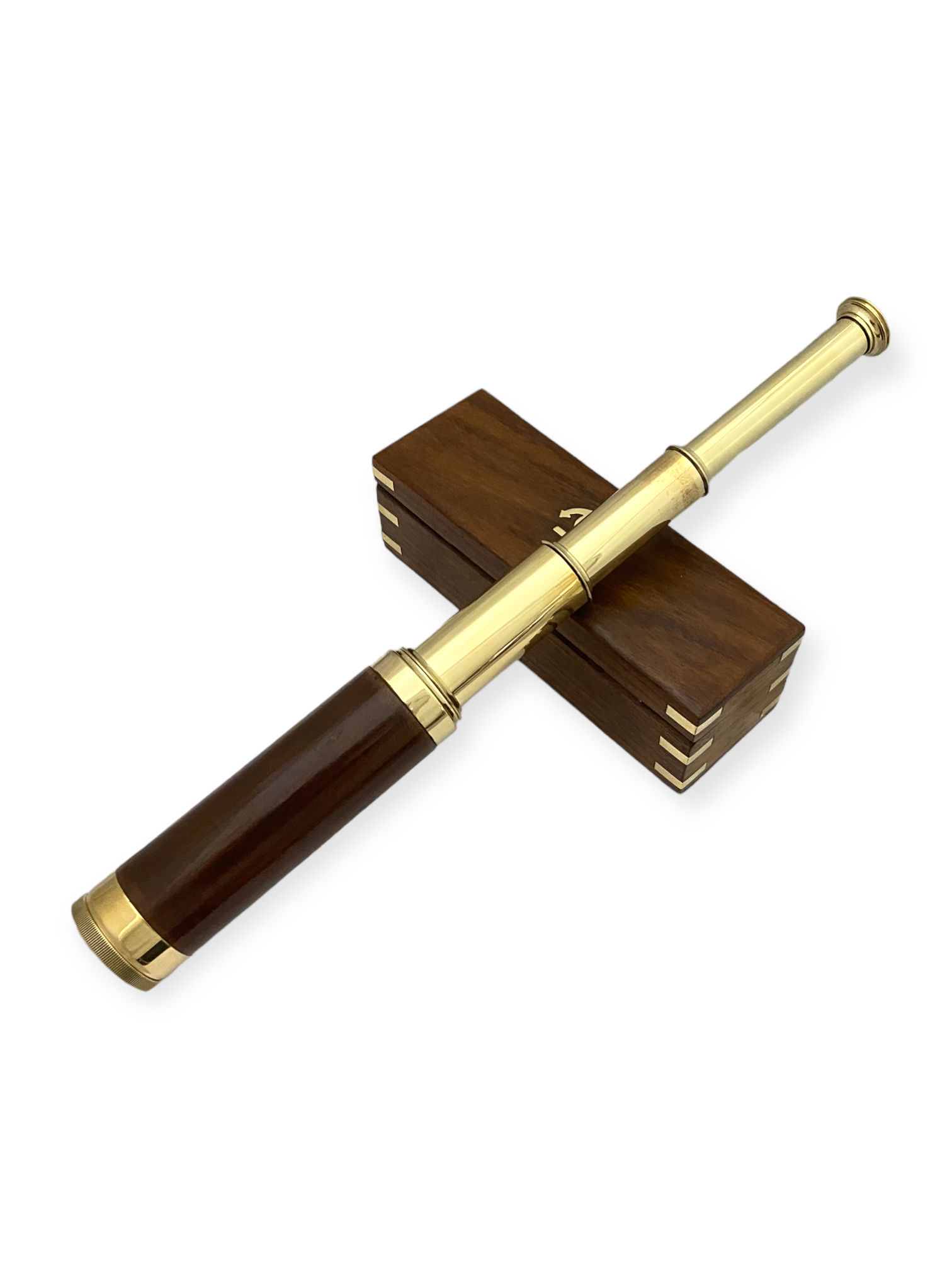 4 PIPE WOOD BRASS TELESCOPE W/BOX - TL49