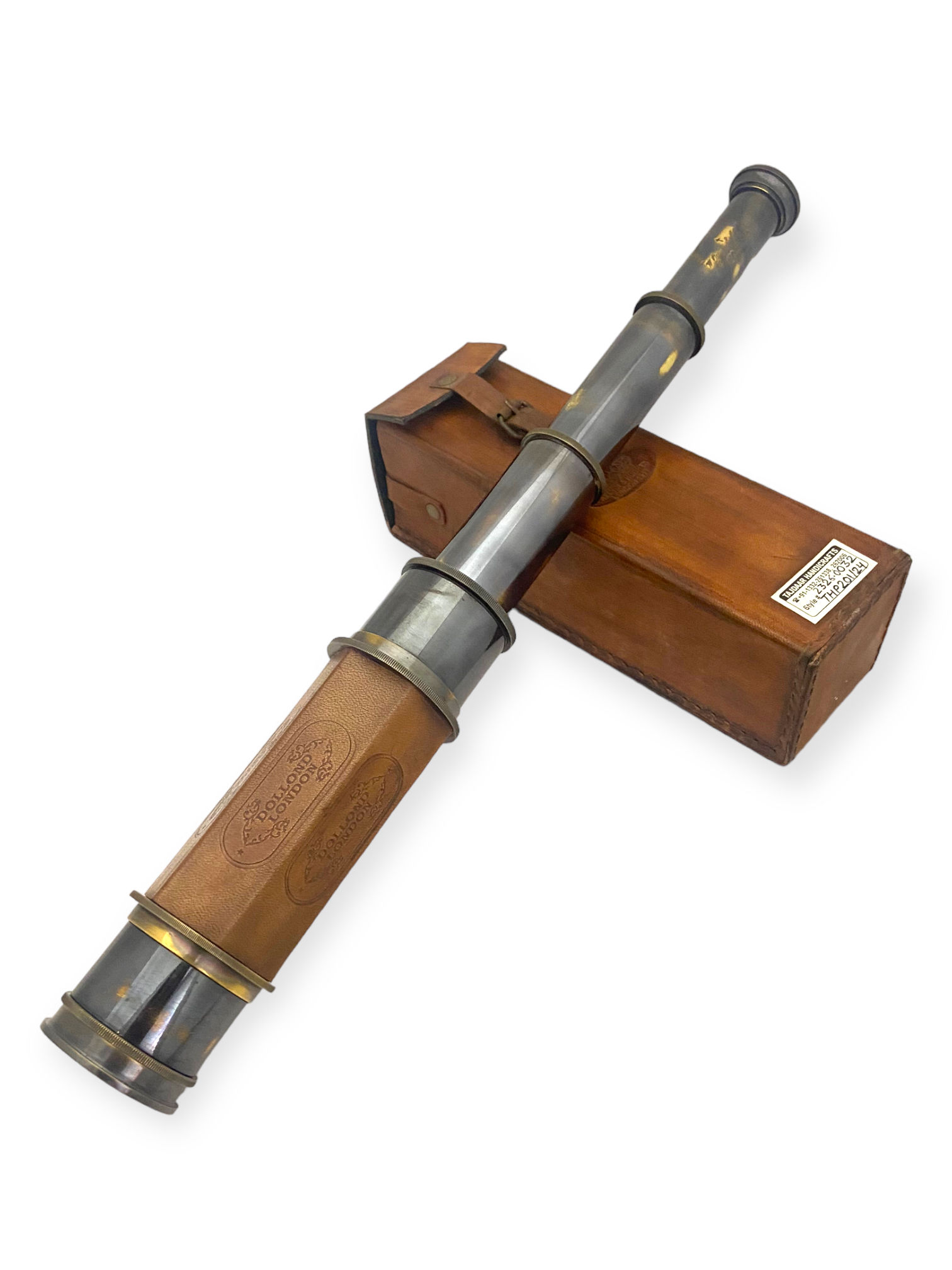 HEXAGONAL TELESCOPE IN LEATHER BASE - TL82