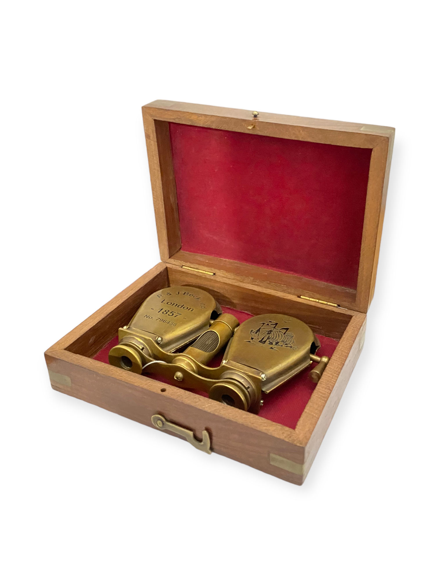 FOLDING BINOCULAR IN WOOD BOX- BN18