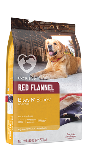 Red Flannel Bites N' Bones Dog Food-Flannel_50lb_BitesBones_LR