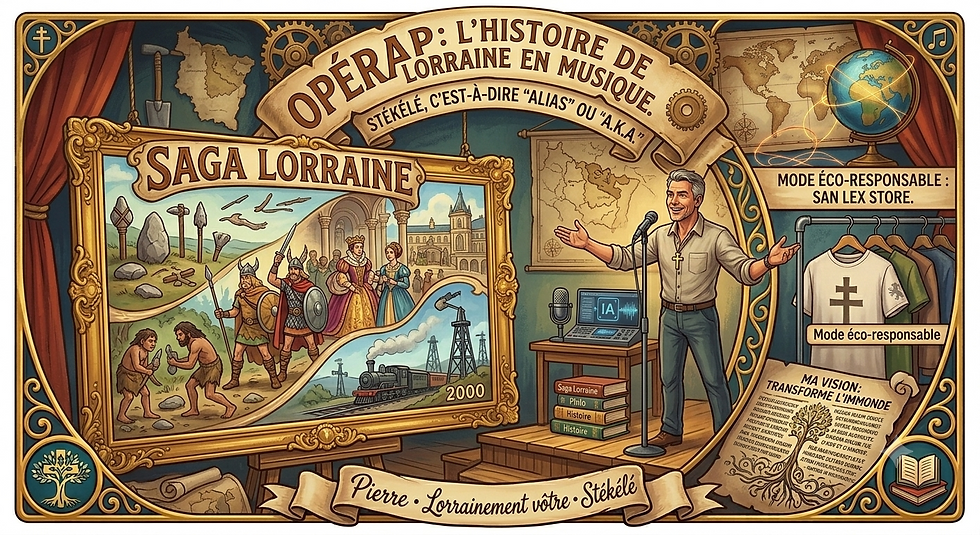 Illustration de la Saga Lorraine : un artiste présente l'Histoire de la Lorraine en musique, concept d'OpéRap sur Piotrinho.com