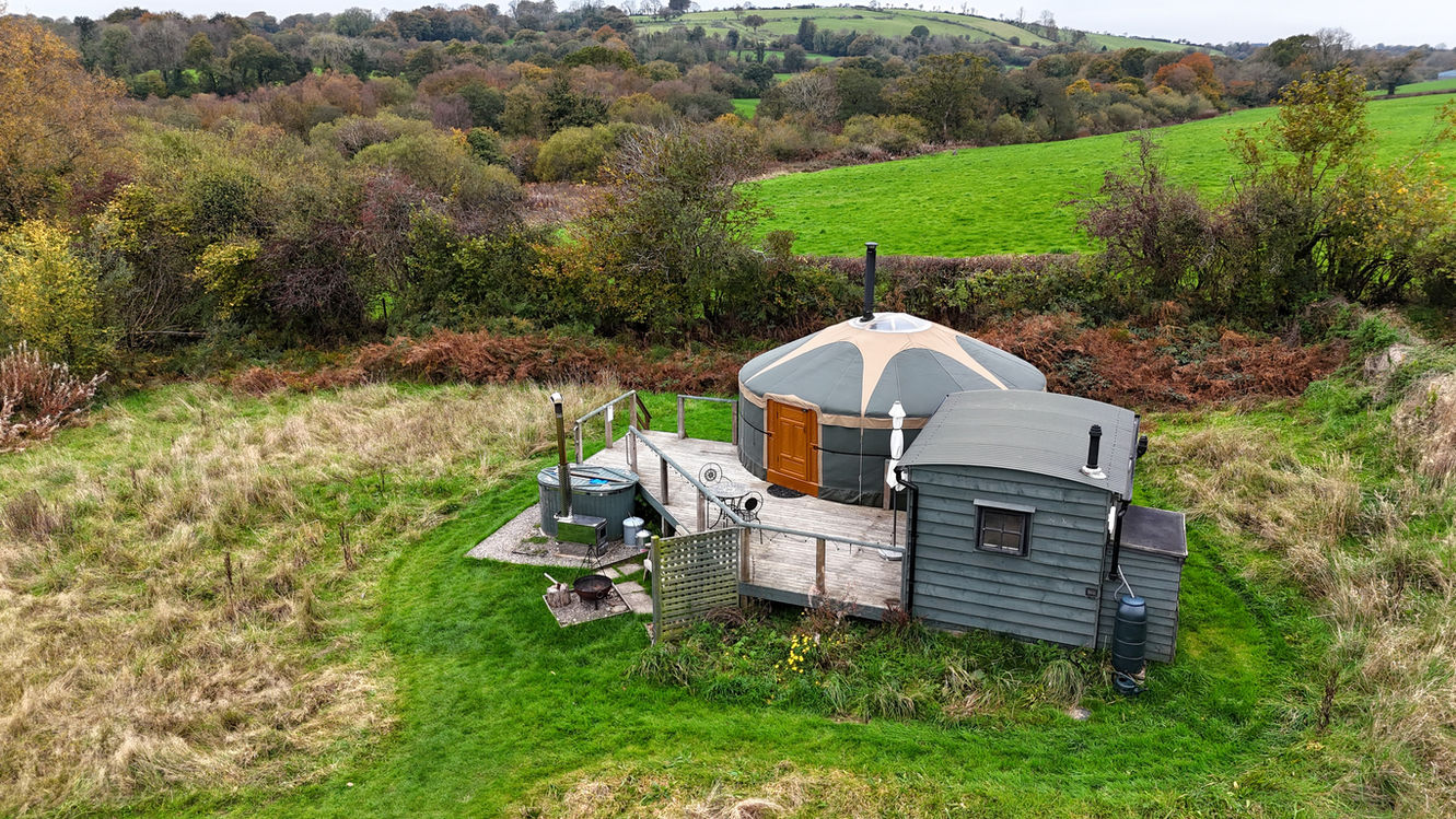 Drone shot of Meadow Yurt