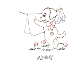 Thumbnail: Grandmas Linens - Days of the Week (Sunbonnet, Dog, Pig)