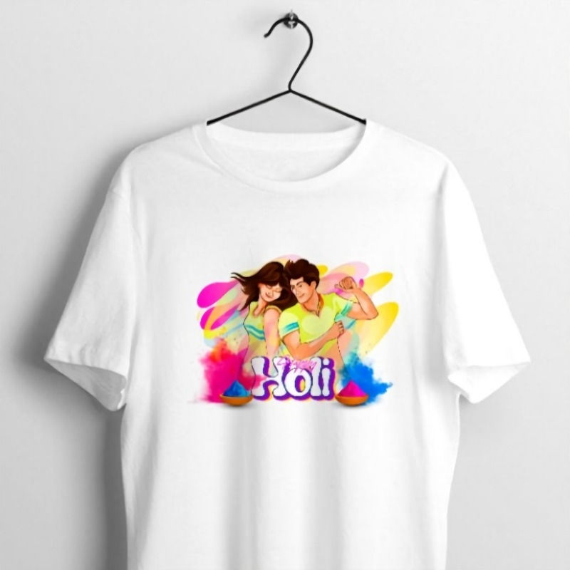 Happy Holi Couple Tshirt Spread Love With Tees In This Festival Of Colors