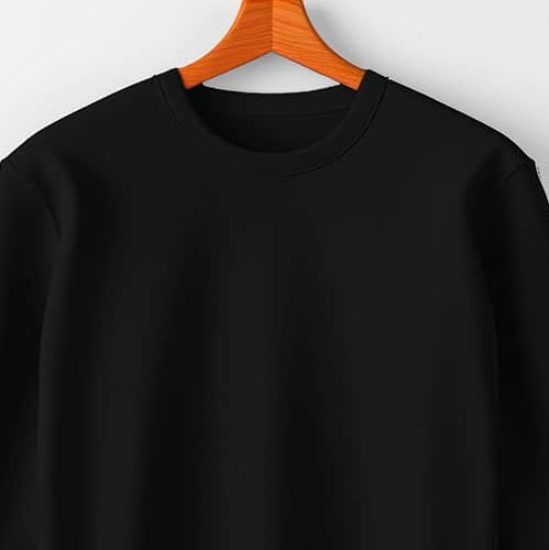 Full Sleeve Solid Regular Fit Sweatshirt For Men and Women Premium Cotton Black