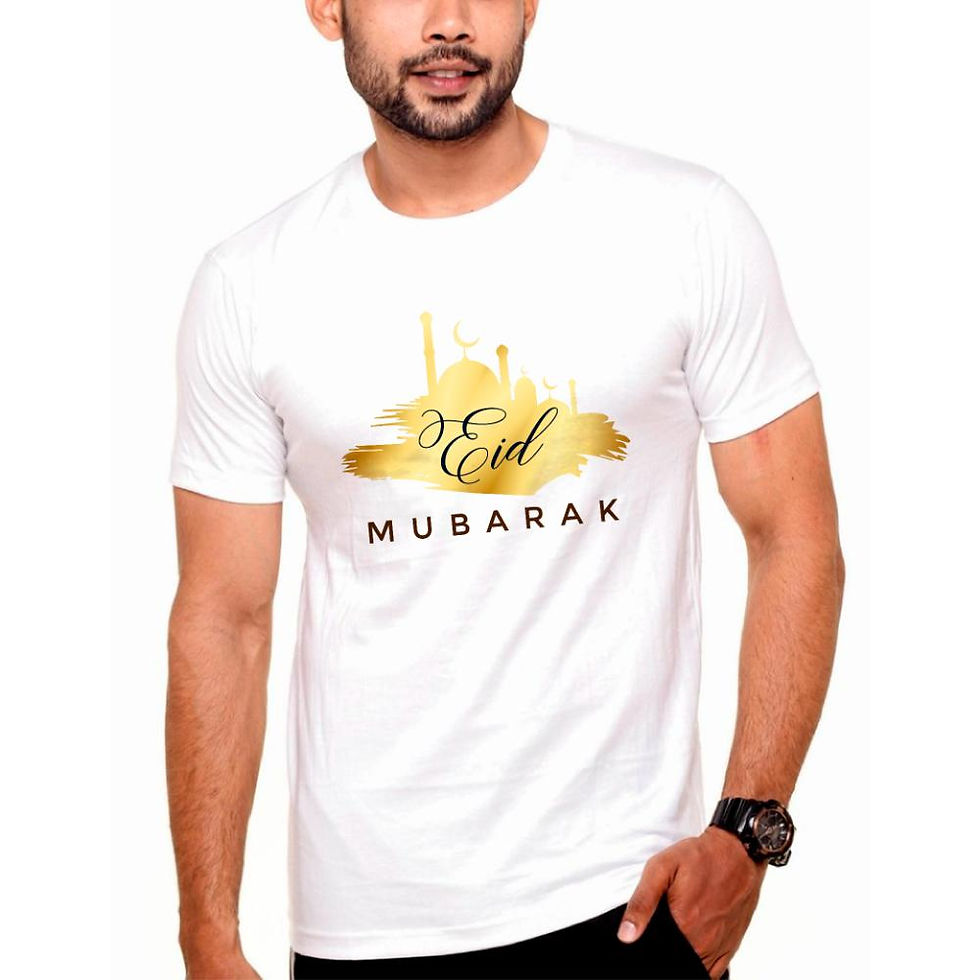 Eid Mubarak Muslim Festival T-shirt Unisex White Blended Cotton Polyester Tees